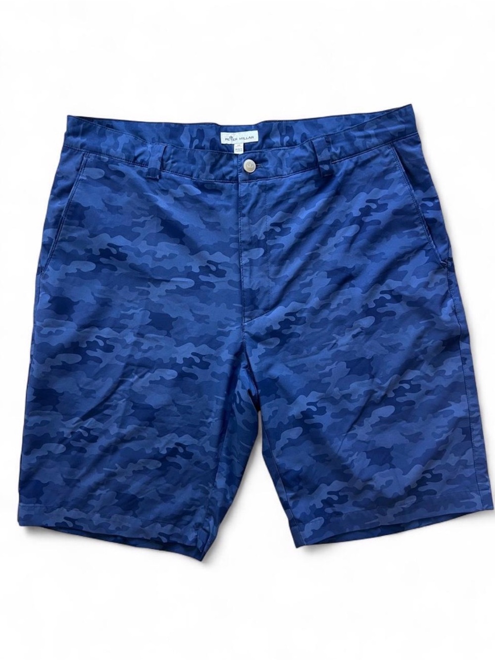 Peter Millar Crown Sport Blue Camo Golf Shorts Size 36 Mens Navy Camouflage